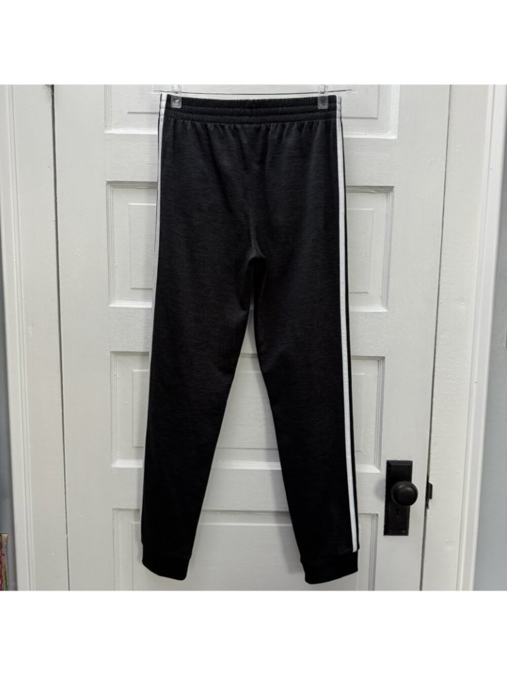 adidas Black 3 Stripe Jogger Track Pants Tapered Athletic Estimated Men’s M - Picture 4 of 8